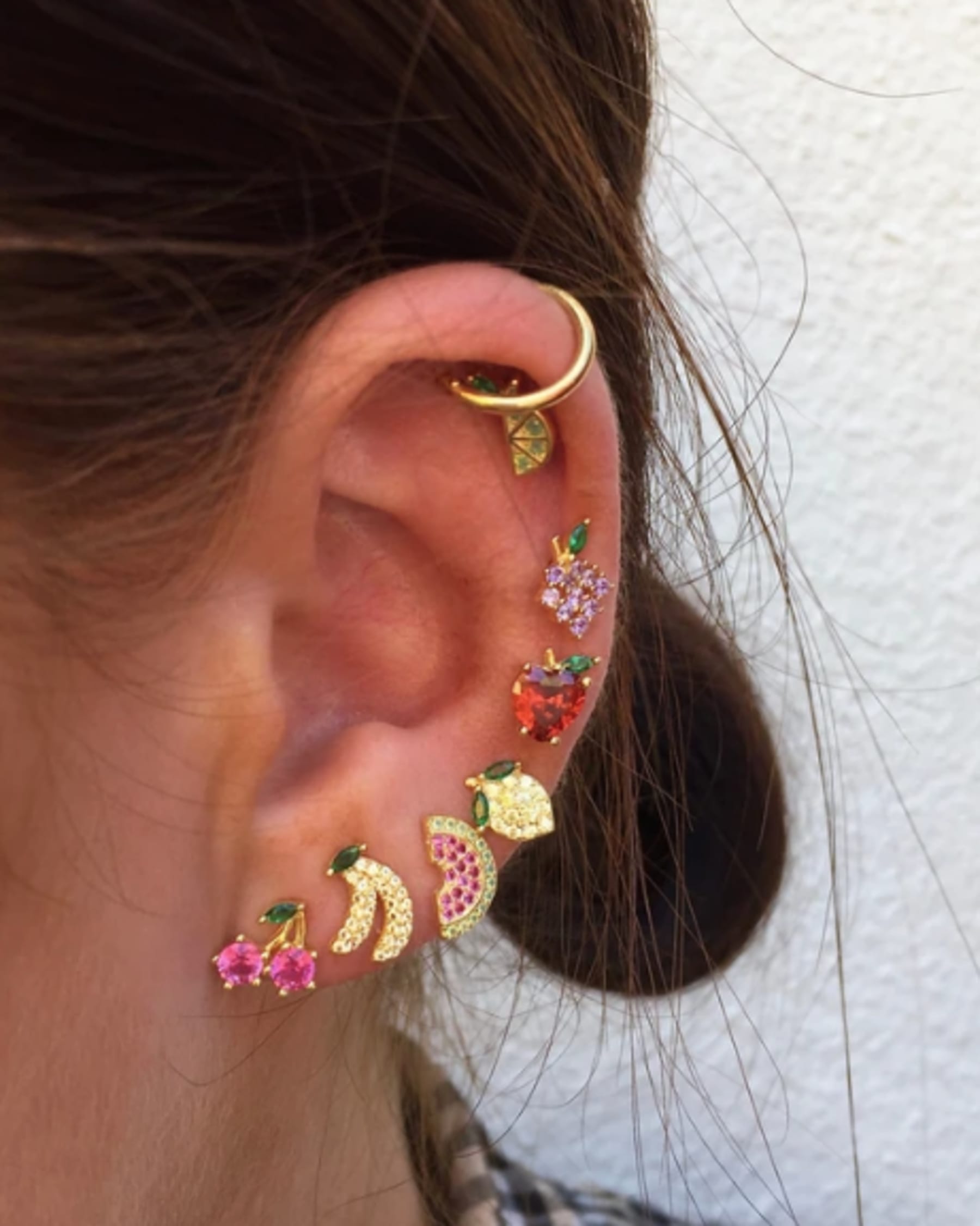 Lemon Crysal ørestikker - forgyldt